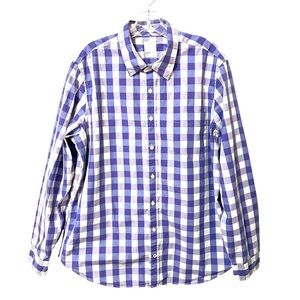 Gap Men Purple Lived In Checkered Button Front Long Sleeve Shirt Size XL